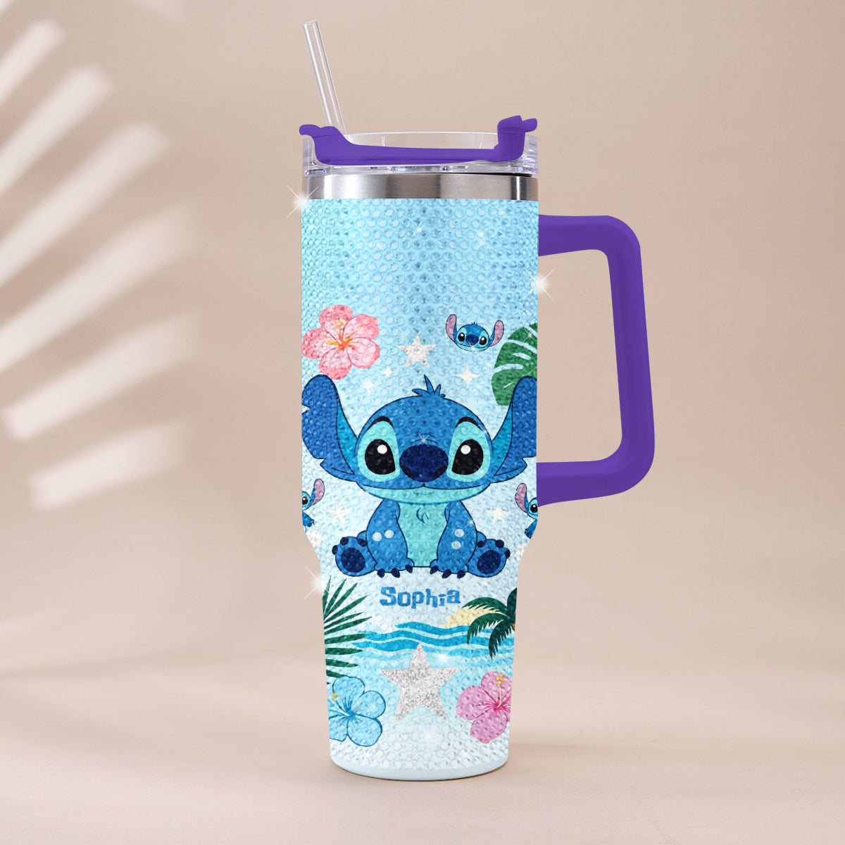 Personalized Ohana Rhinestone Tumbler with Handle for Mom Rhinestone Tumbler With Handle GradoCreations