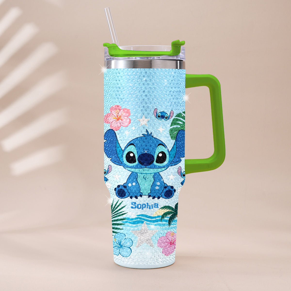Personalized Ohana Rhinestone Tumbler with Handle for Mom Rhinestone Tumbler With Handle GradoCreations