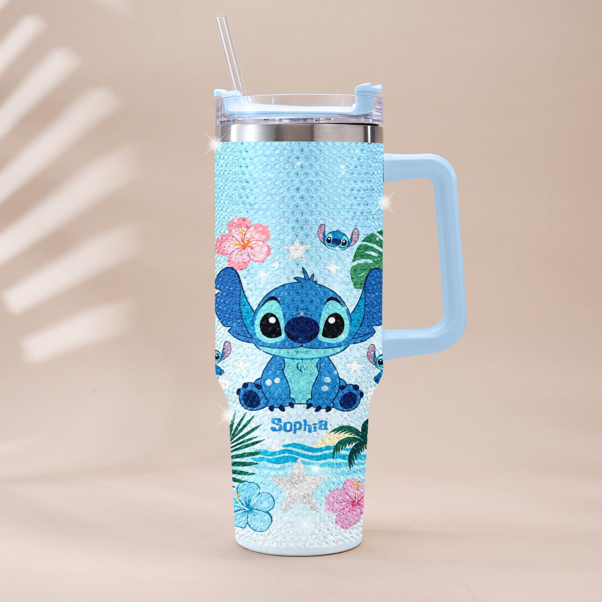 Personalized Ohana Rhinestone Tumbler with Handle for Mom Rhinestone Tumbler With Handle GradoCreations