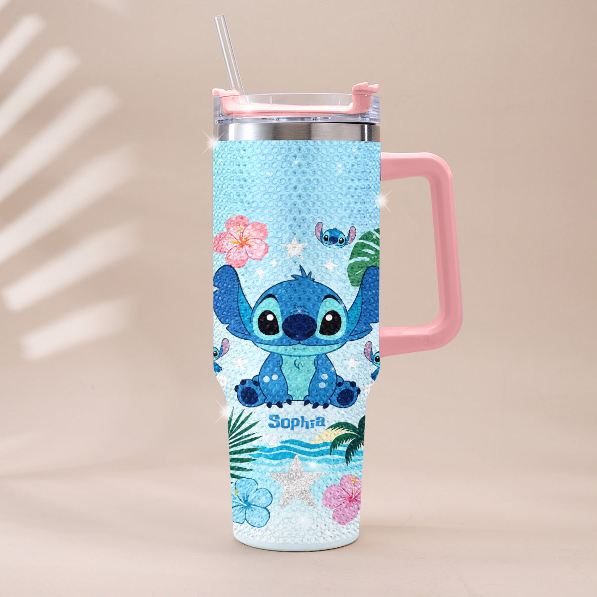 Personalized Ohana Rhinestone Tumbler with Handle for Mom Rhinestone Tumbler With Handle GradoCreations
