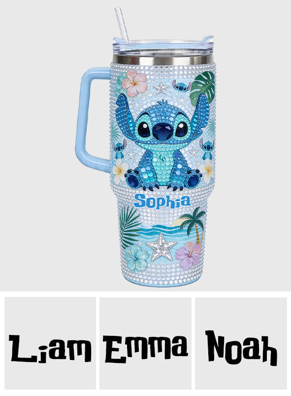 Personalized Ohana Rhinestone Tumbler with Handle for Mom Rhinestone Tumbler With Handle GradoCreations