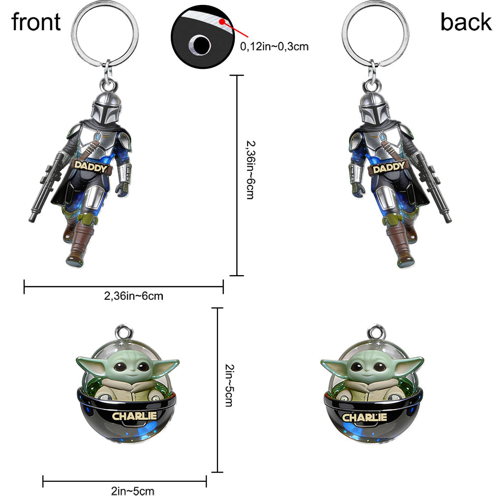 Personalized Star Wars Keychain with Charms - Custom Names for Dad Premium Keychain With Charms GradoCreations