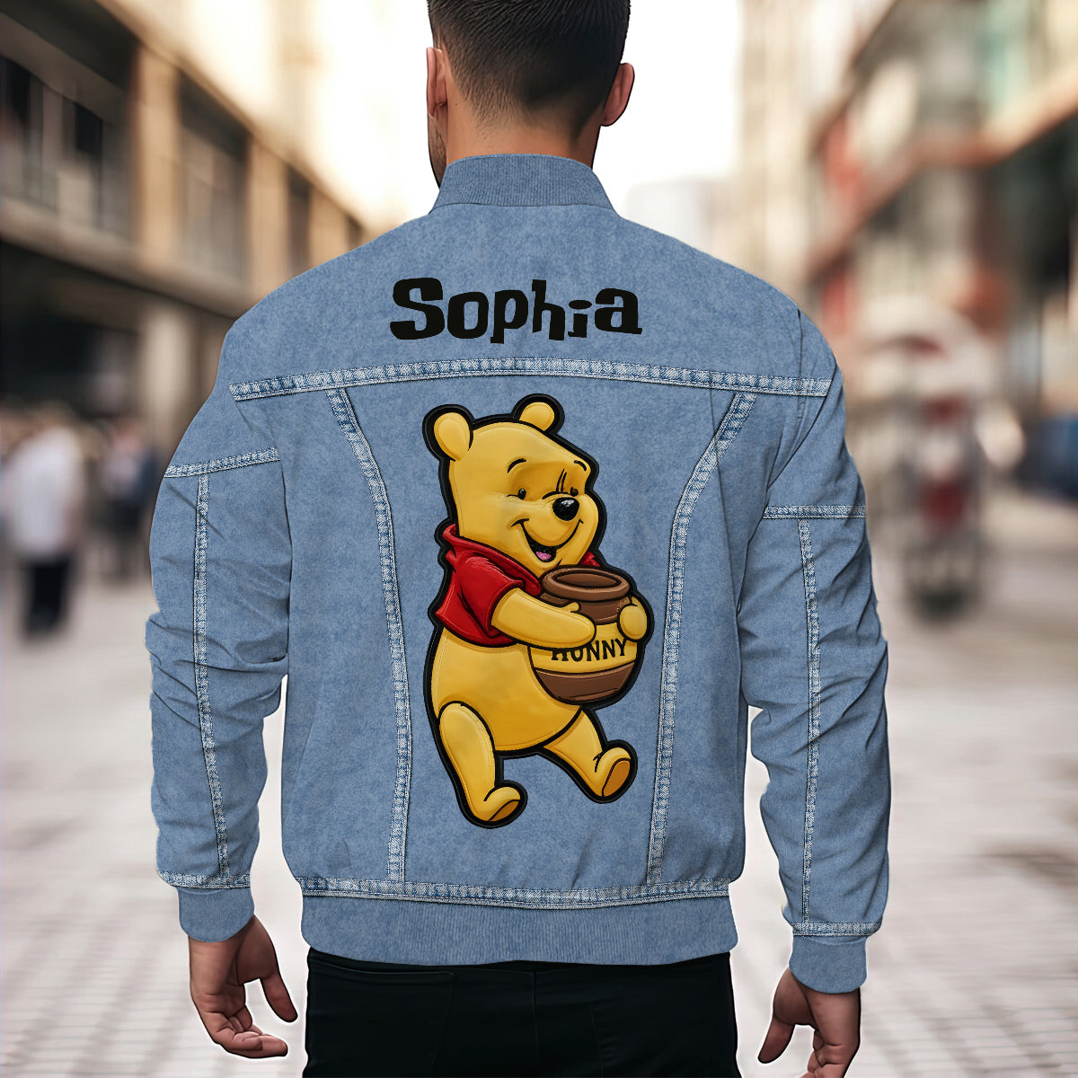 Personalized Yellow Bear Mouse Bomber Jacket Custom Name Gift Bomber Jacket GradoCreations