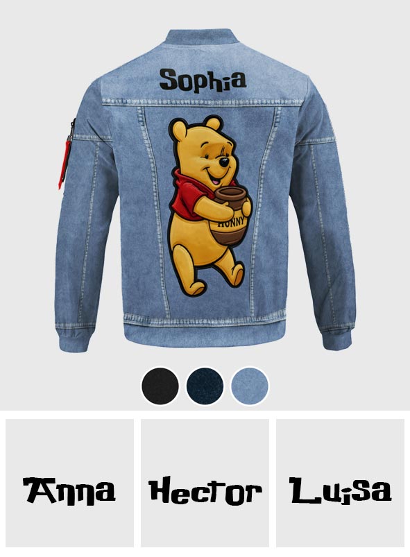 Personalized Yellow Bear Mouse Bomber Jacket Custom Name Gift Bomber Jacket GradoCreations