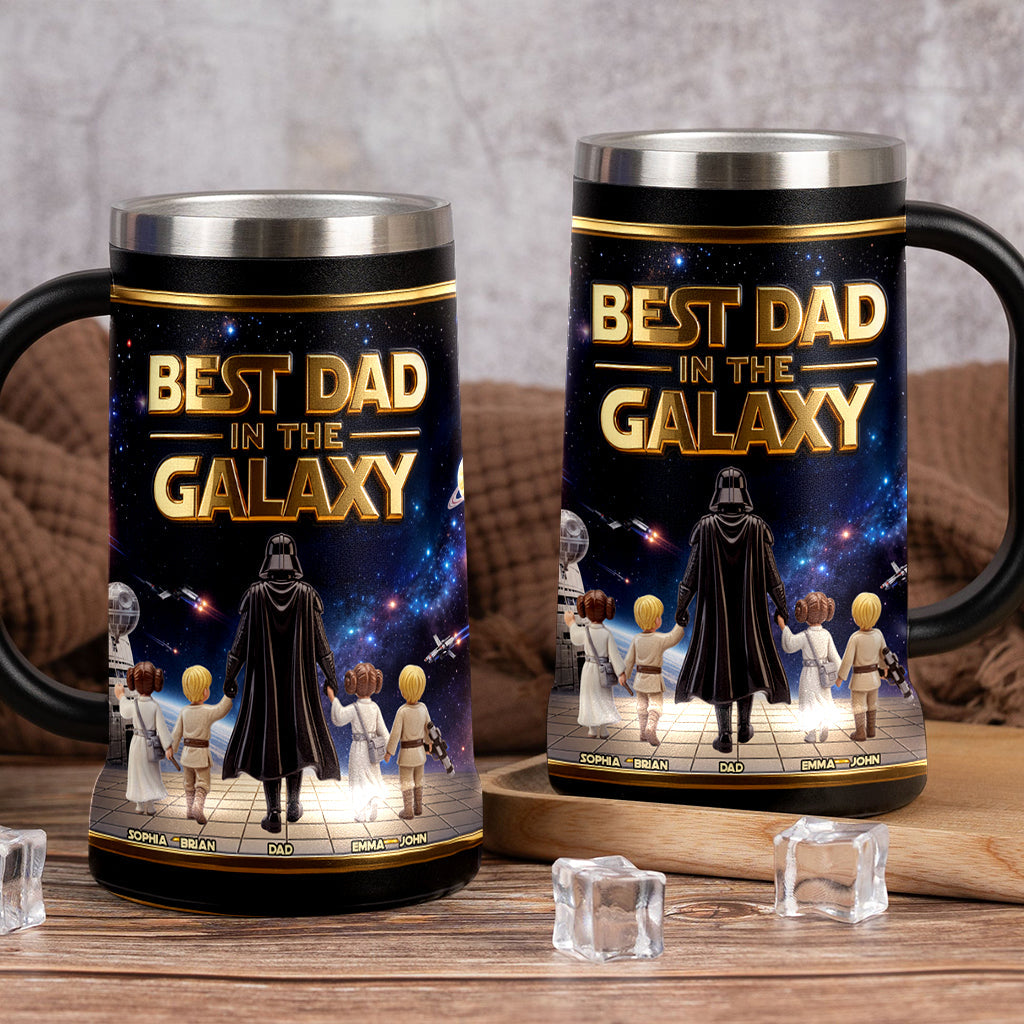 Personalized Beer Stein Best Dad in the Galaxy Custom Gift Beer Stein GradoCreations