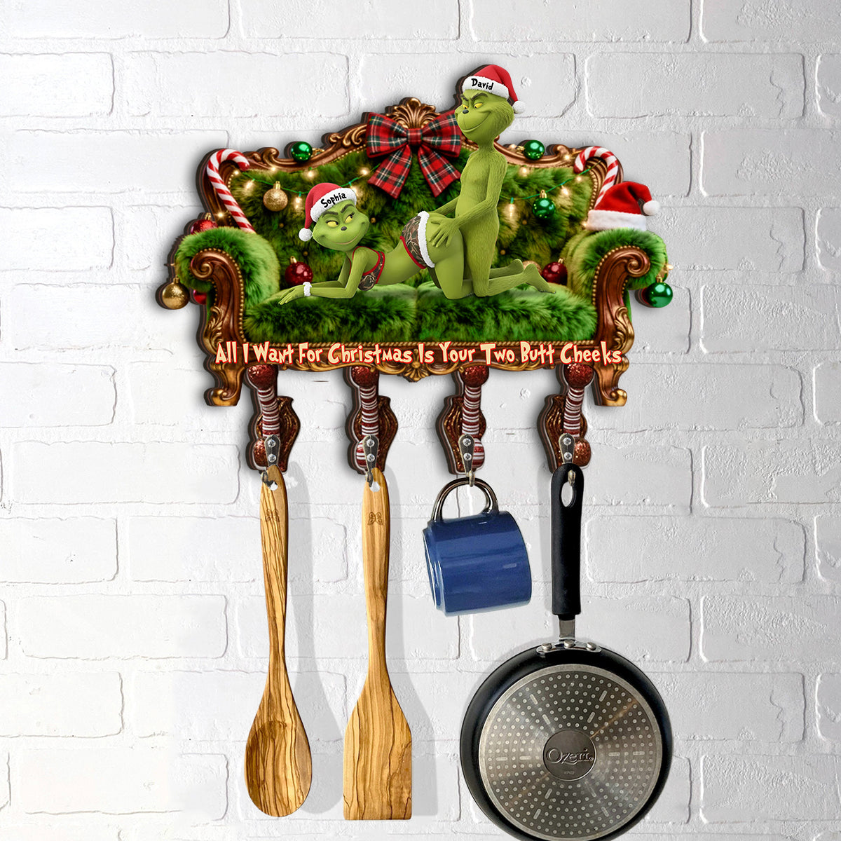 Personalized Christmas Key Rack Custom Shape Gift Idea for Family Custom Shaped Key Rack GradoCreations