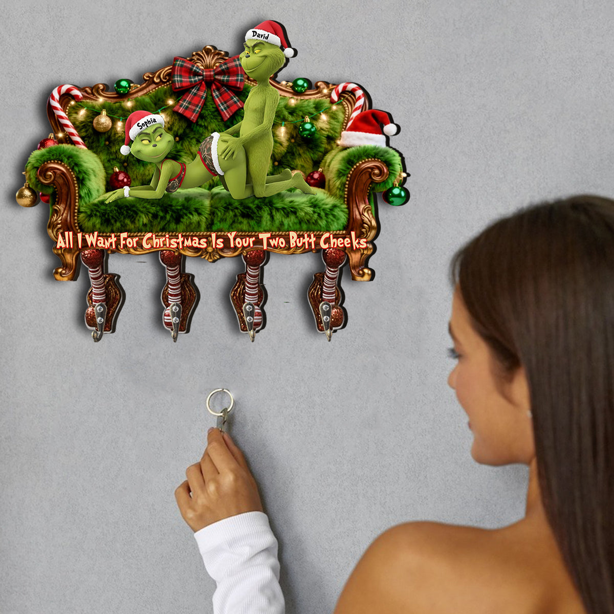 Personalized Christmas Key Rack Custom Shape Gift Idea for Family Custom Shaped Key Rack GradoCreations