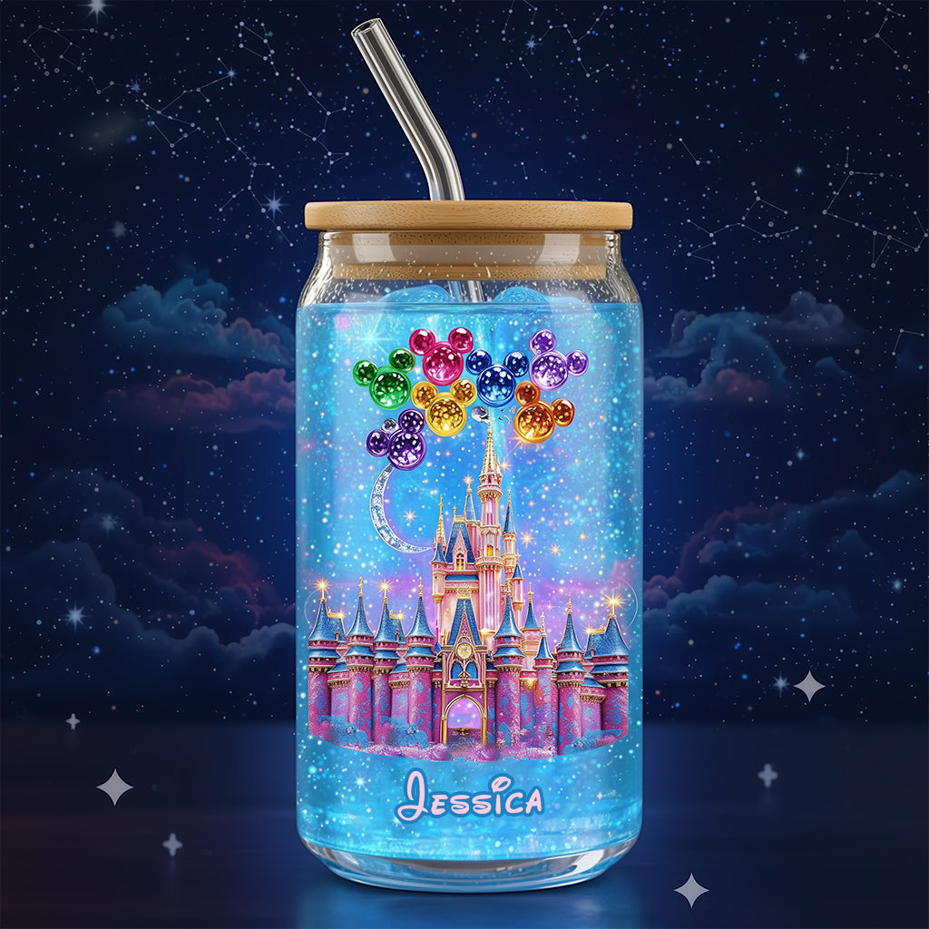 Personalized Magical Castle 16oz Can Glass with Straw Gift Can Glass GradoCreations