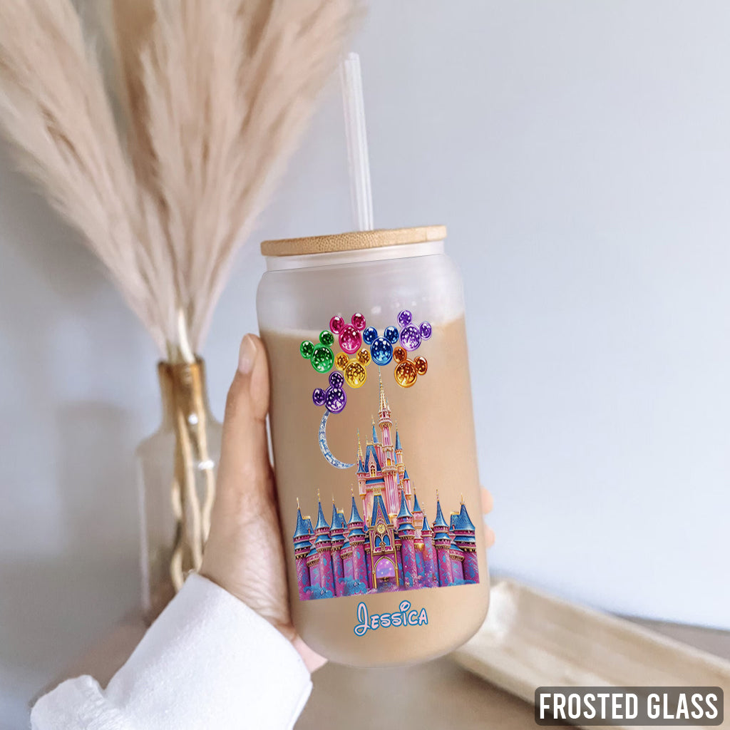 Personalized Magical Castle 16oz Can Glass with Straw Gift Can Glass GradoCreations