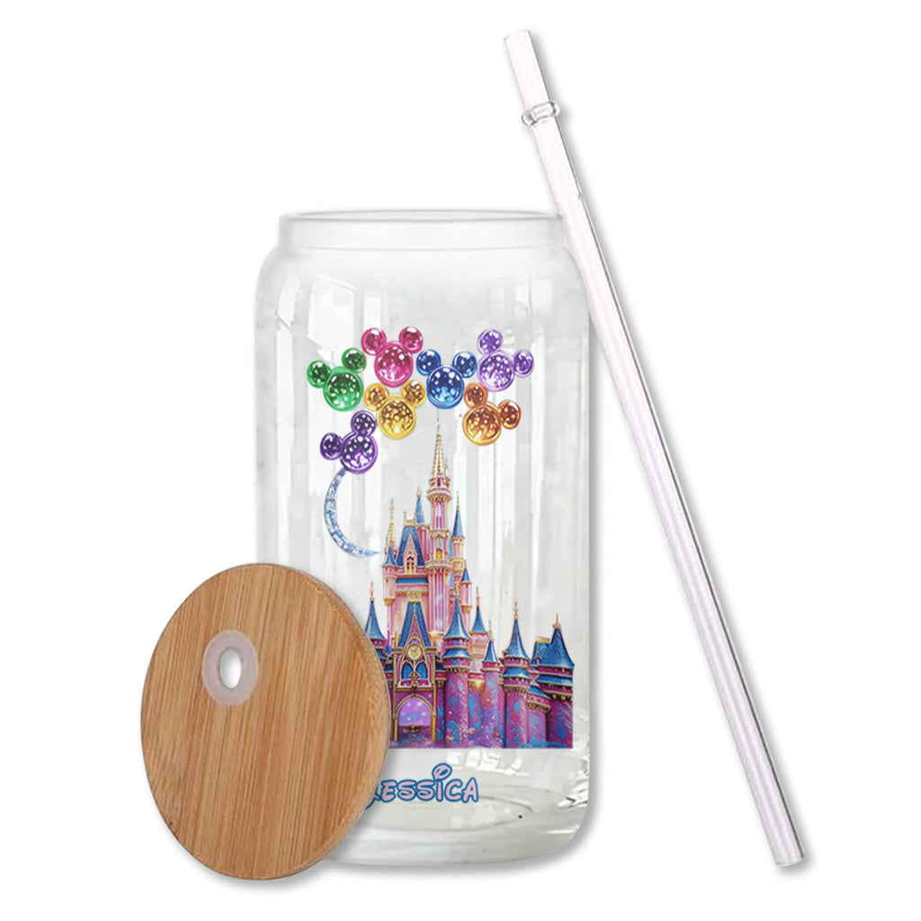 Personalized Magical Castle 16oz Can Glass with Straw Gift Can Glass GradoCreations
