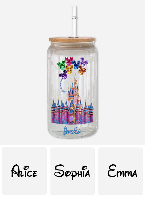 Personalized Magical Castle 16oz Can Glass with Straw Gift Can Glass GradoCreations