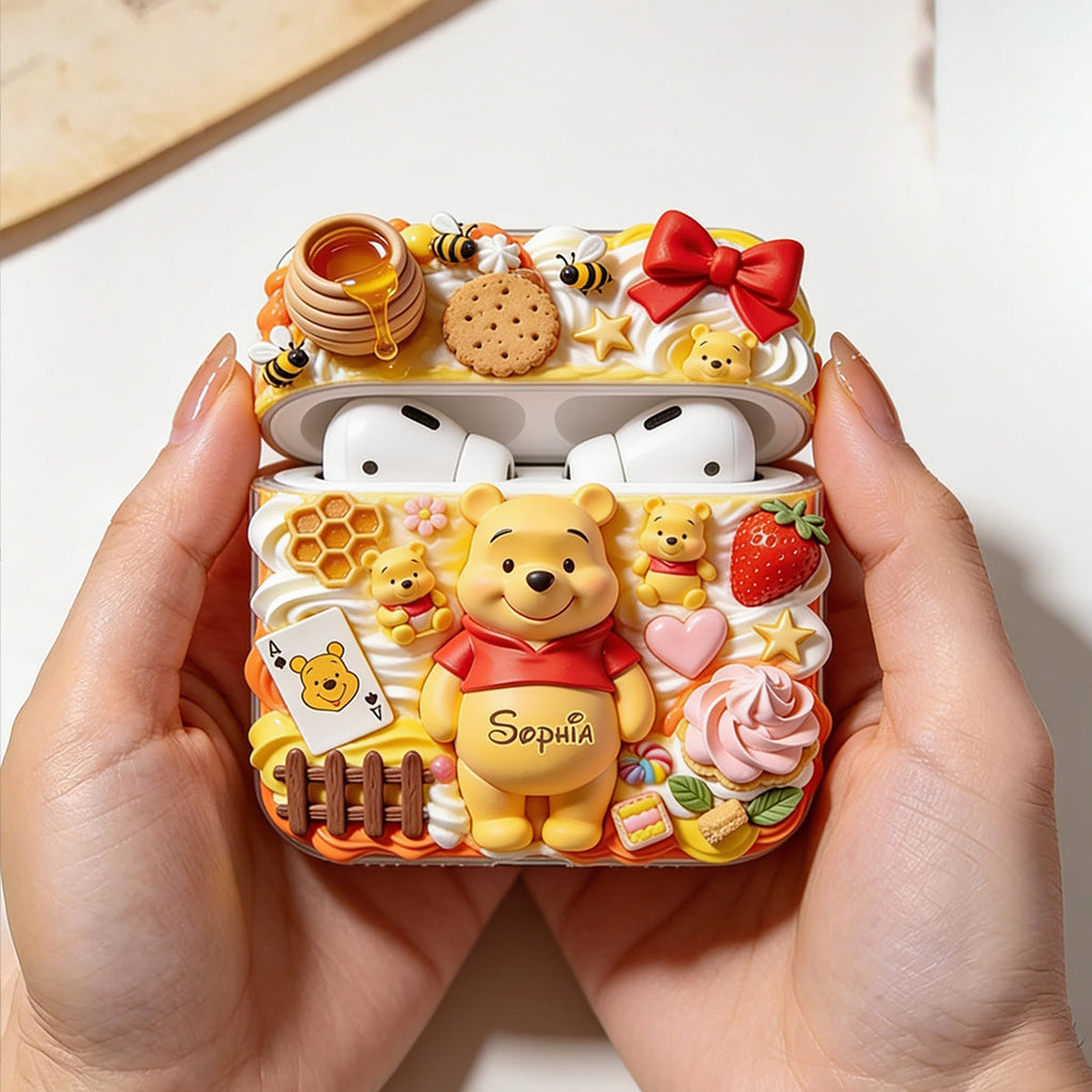 Personalized 3D Bear Bluetooth Earbuds Case Cover for AirPods Bluetooth Earbuds Case Cover GradoCreations