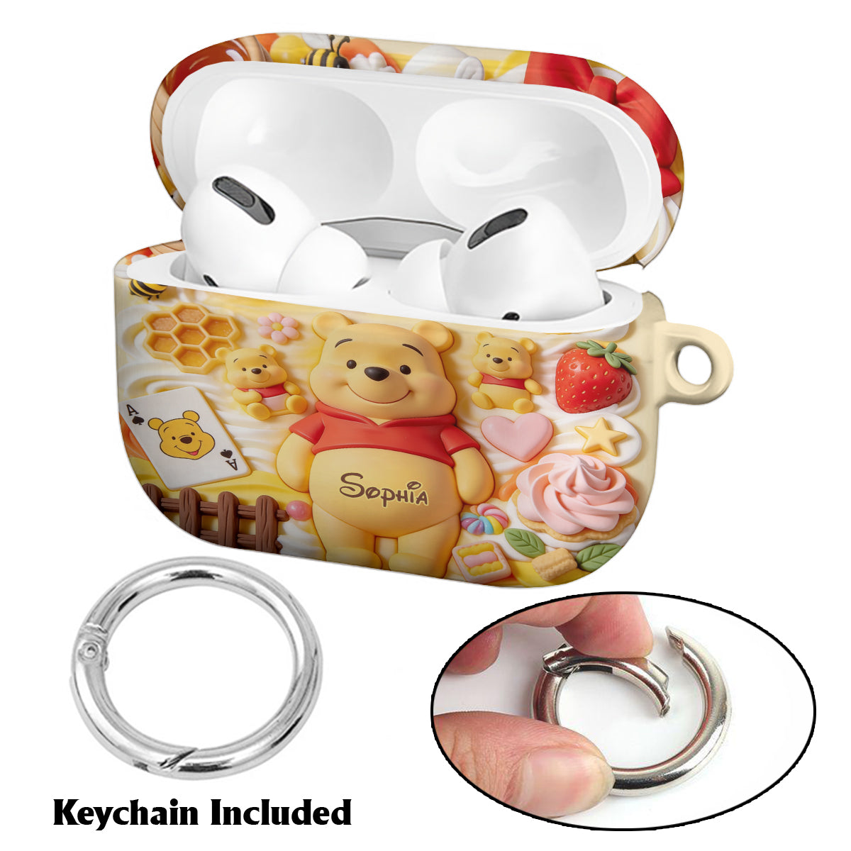 Personalized 3D Bear Bluetooth Earbuds Case Cover for AirPods Bluetooth Earbuds Case Cover GradoCreations