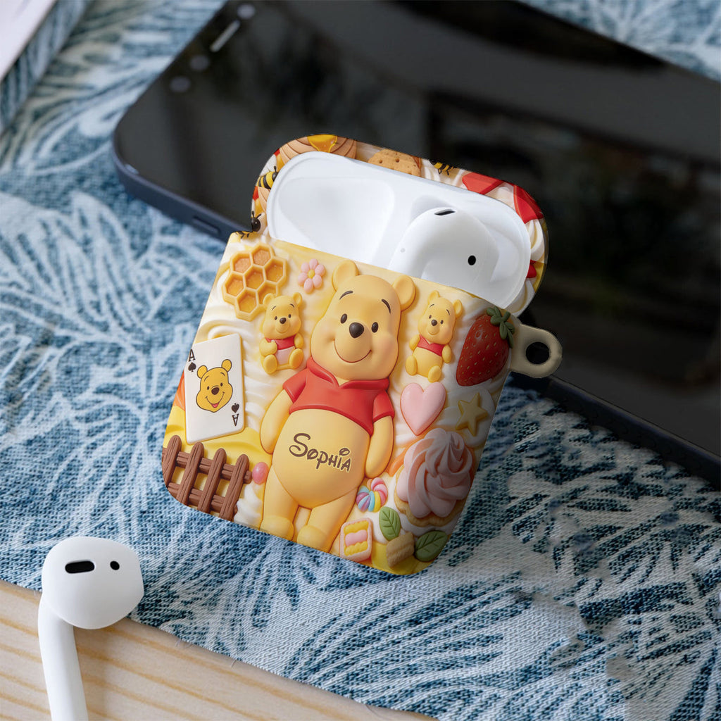 Personalized 3D Bear Bluetooth Earbuds Case Cover for AirPods Bluetooth Earbuds Case Cover GradoCreations