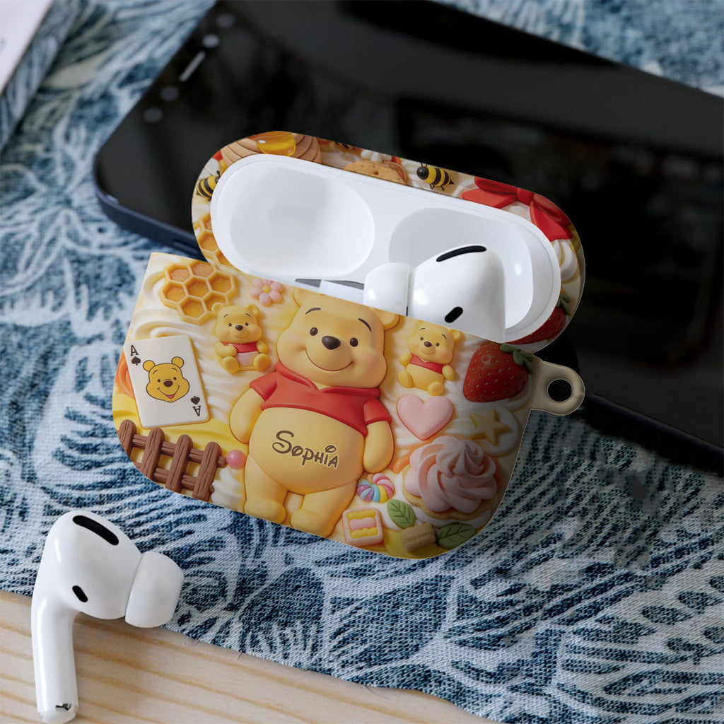 Personalized 3D Bear Bluetooth Earbuds Case Cover for AirPods Bluetooth Earbuds Case Cover GradoCreations