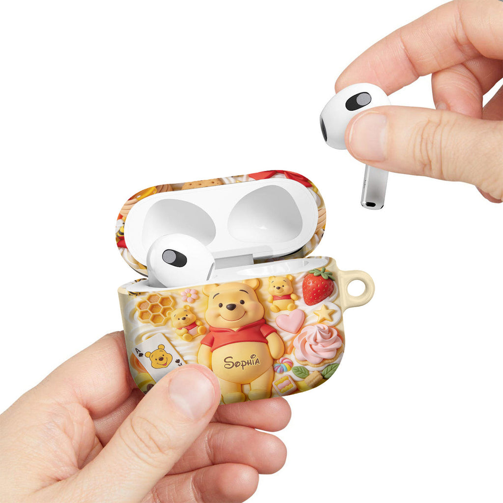 Personalized 3D Bear Bluetooth Earbuds Case Cover for AirPods Bluetooth Earbuds Case Cover GradoCreations
