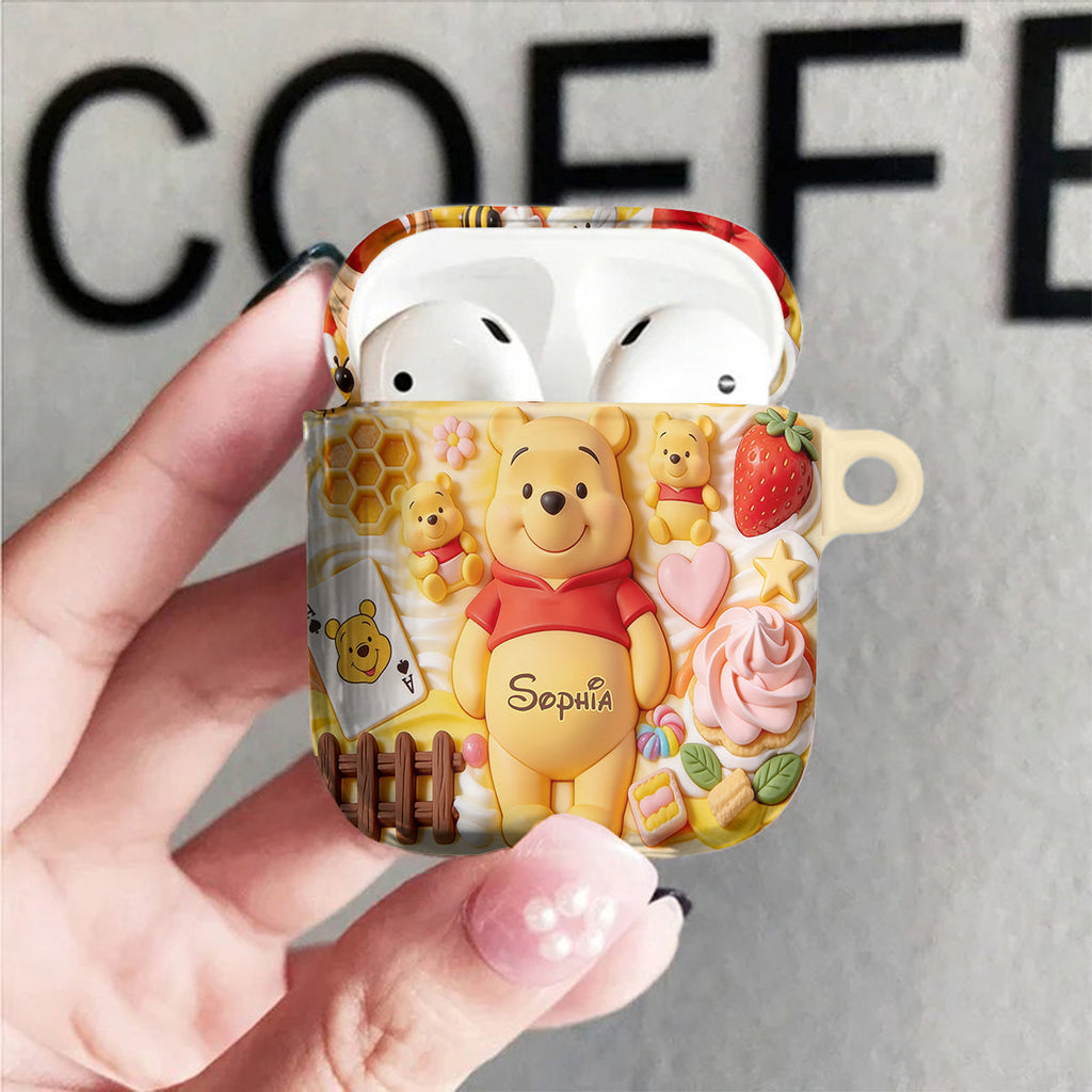 Personalized 3D Bear Bluetooth Earbuds Case Cover for AirPods Bluetooth Earbuds Case Cover GradoCreations