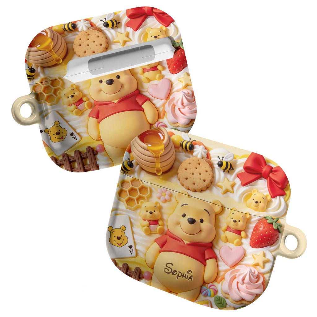 Personalized 3D Bear Bluetooth Earbuds Case Cover for AirPods Bluetooth Earbuds Case Cover GradoCreations