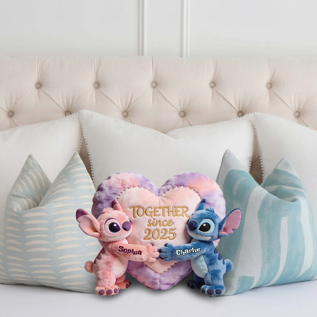 Custom Heart Shaped Faux Fur Pillow Together Since 2025 Gift Faux Fur Shaped Pillow GradoCreations