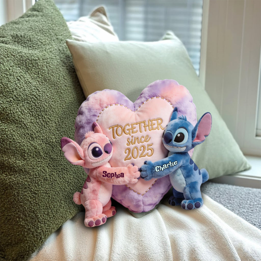 Custom Heart Shaped Faux Fur Pillow Together Since 2025 Gift Faux Fur Shaped Pillow GradoCreations