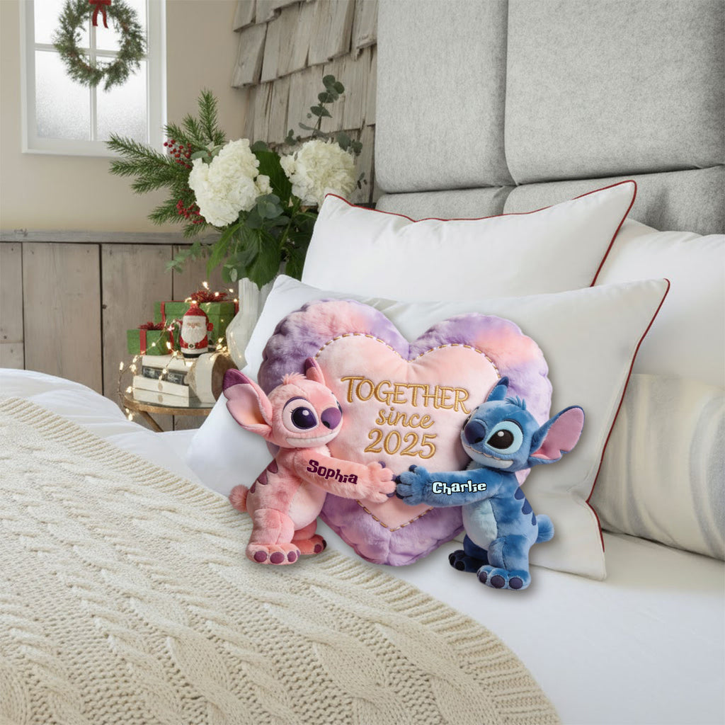 Custom Heart Shaped Faux Fur Pillow Together Since 2025 Gift Faux Fur Shaped Pillow GradoCreations