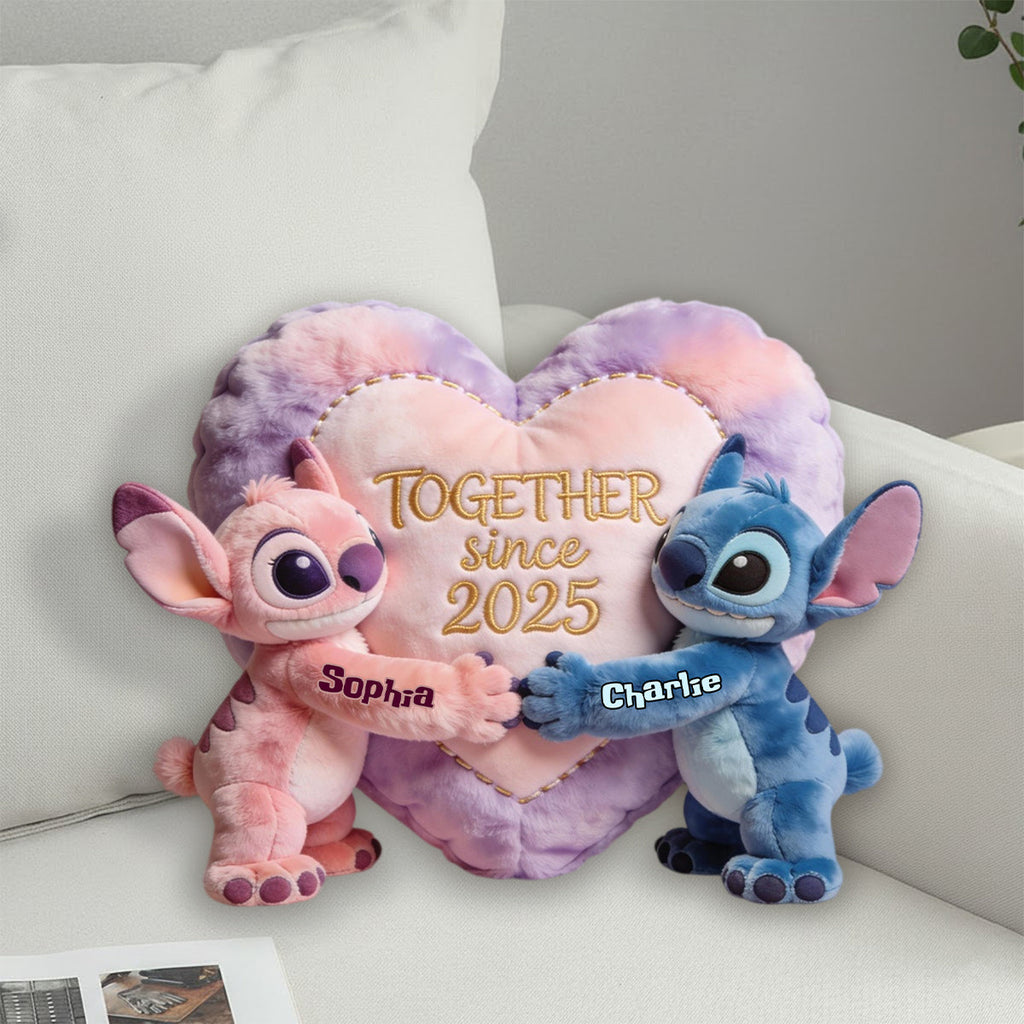 Custom Heart Shaped Faux Fur Pillow Together Since 2025 Gift Faux Fur Shaped Pillow GradoCreations