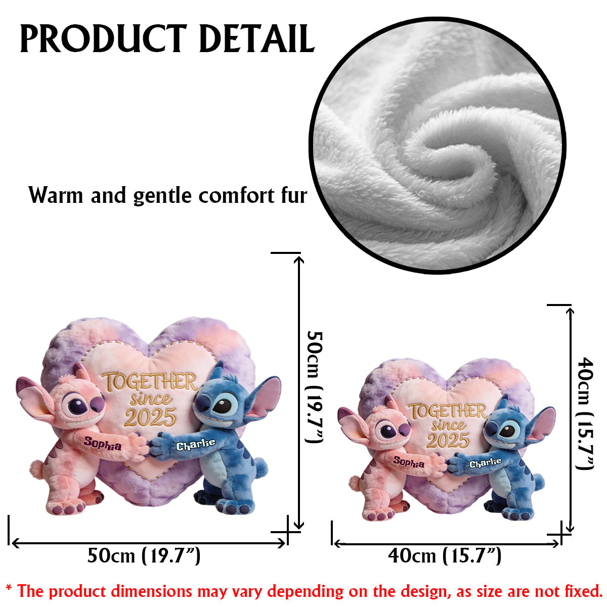 Custom Heart Shaped Faux Fur Pillow Together Since 2025 Gift Faux Fur Shaped Pillow GradoCreations