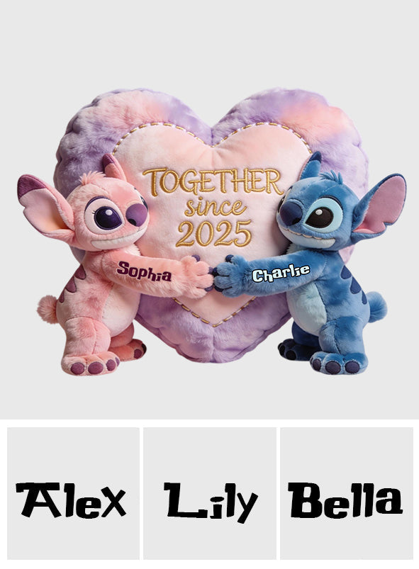 Custom Heart Shaped Faux Fur Pillow Together Since 2025 Gift Faux Fur Shaped Pillow GradoCreations