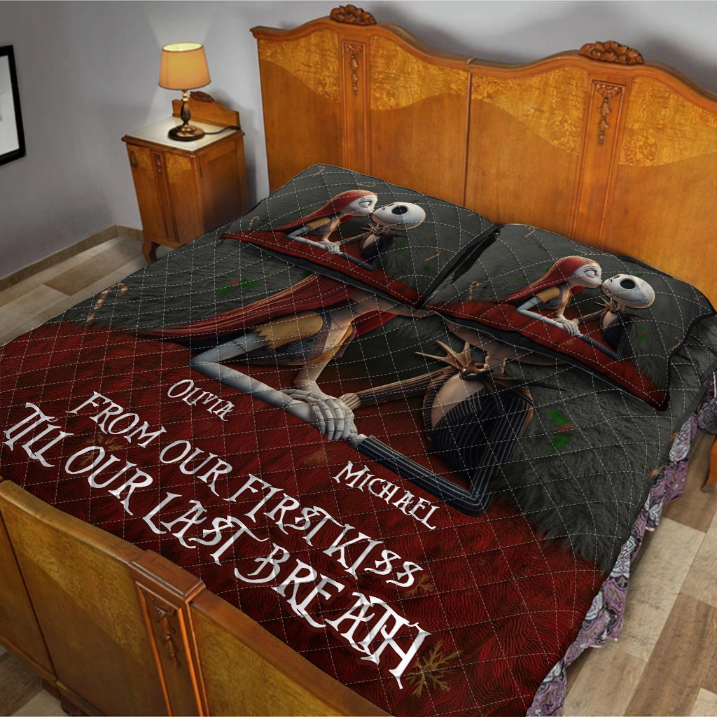 Personalized Nightmare Before Christmas Quilt Set for Couples Quilt Set GradoCreations