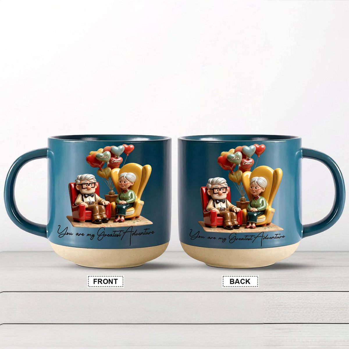 Personalized Adventure Mug Custom Name Gift for Couples Printed Pottery Mug GradoCreations