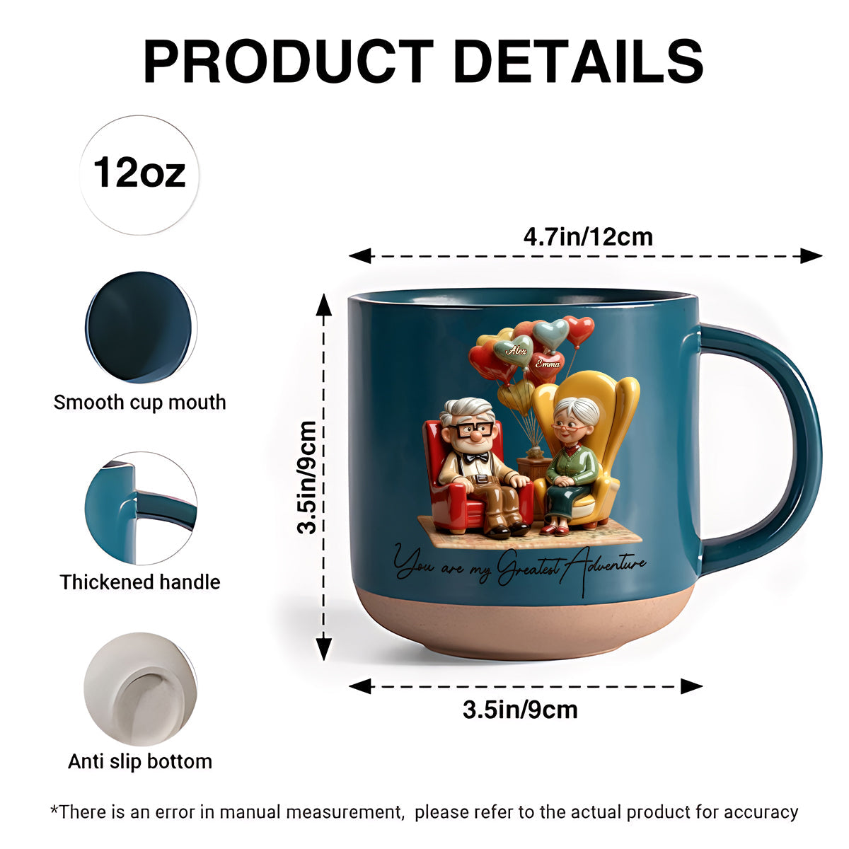 Personalized Adventure Mug Custom Name Gift for Couples Printed Pottery Mug GradoCreations