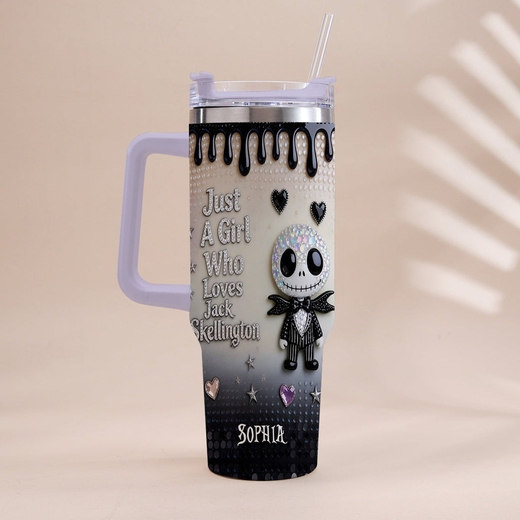 Personalized Jack Skellington Tumbler with Handle for Girls - Unique Gift Tumbler With Handle GradoCreations