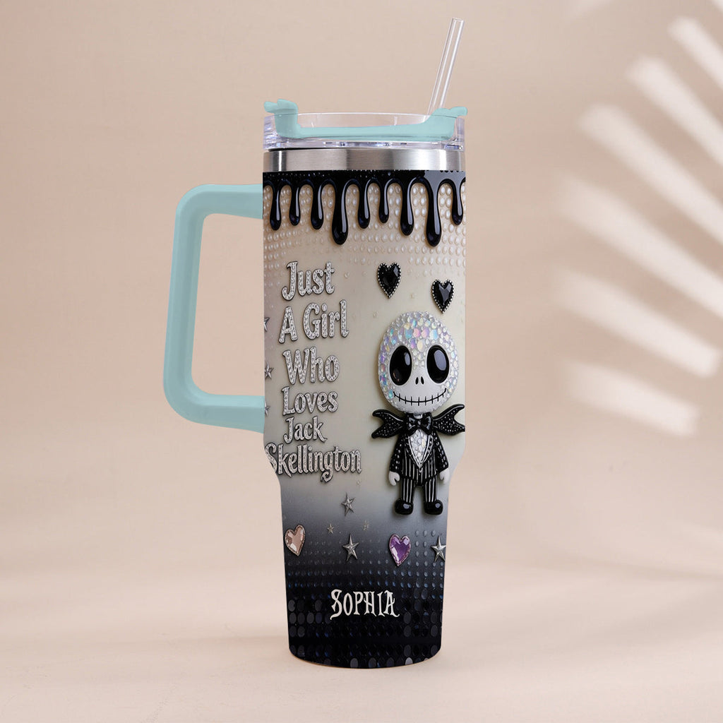 Personalized Jack Skellington Tumbler with Handle for Girls - Unique Gift Tumbler With Handle GradoCreations