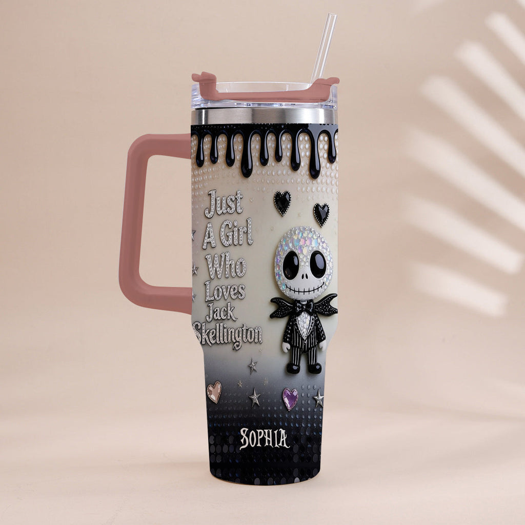 Personalized Jack Skellington Tumbler with Handle for Girls - Unique Gift Tumbler With Handle GradoCreations