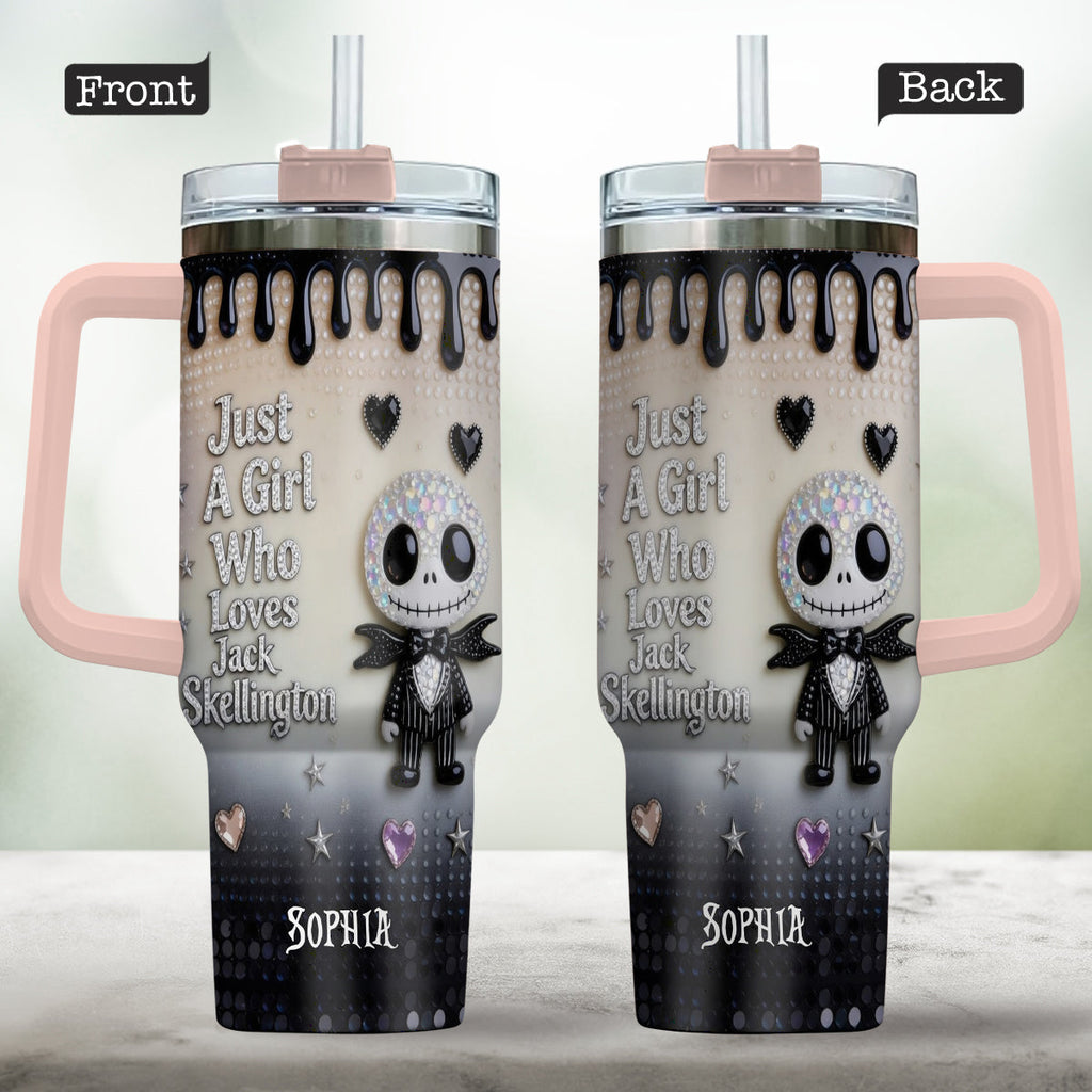 Personalized Jack Skellington Tumbler with Handle for Girls - Unique Gift Tumbler With Handle GradoCreations
