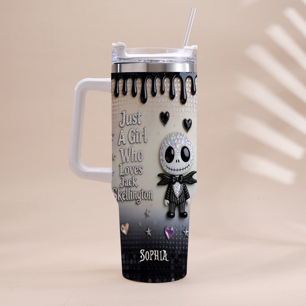 Personalized Jack Skellington Tumbler with Handle for Girls - Unique Gift Tumbler With Handle GradoCreations