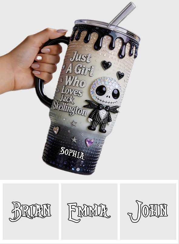 Personalized Jack Skellington Tumbler with Handle for Girls - Unique Gift Tumbler With Handle GradoCreations