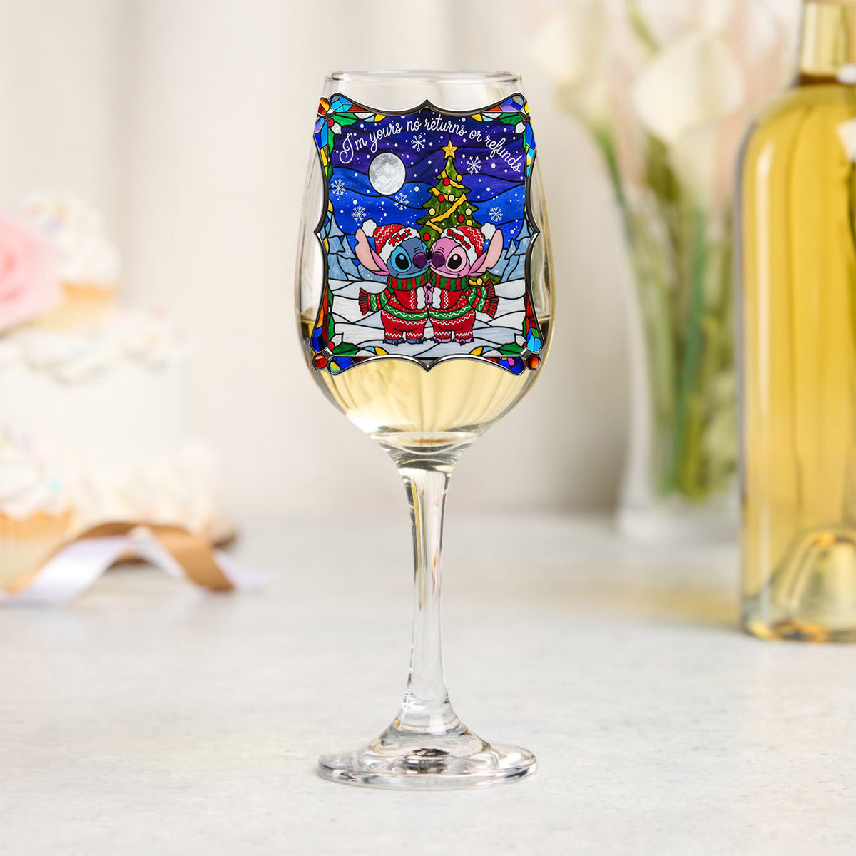 Personalized Holiday Alien Wine Glass with Long Stem Gift Wine Glass With Long Stem GradoCreations