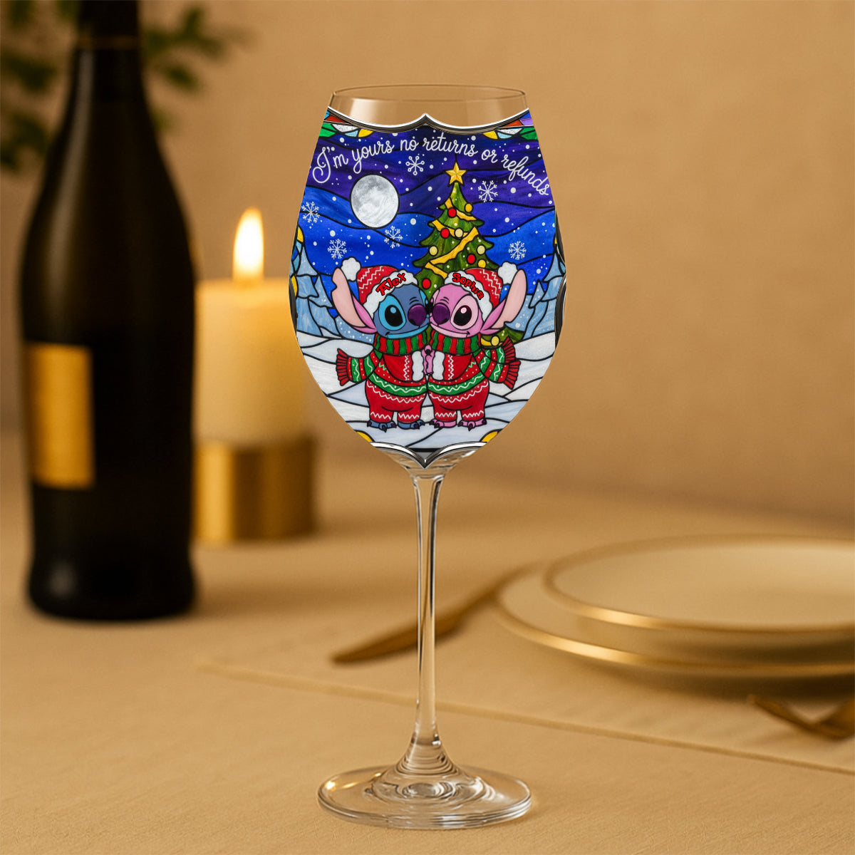 Personalized Holiday Alien Wine Glass with Long Stem Gift Wine Glass With Long Stem GradoCreations