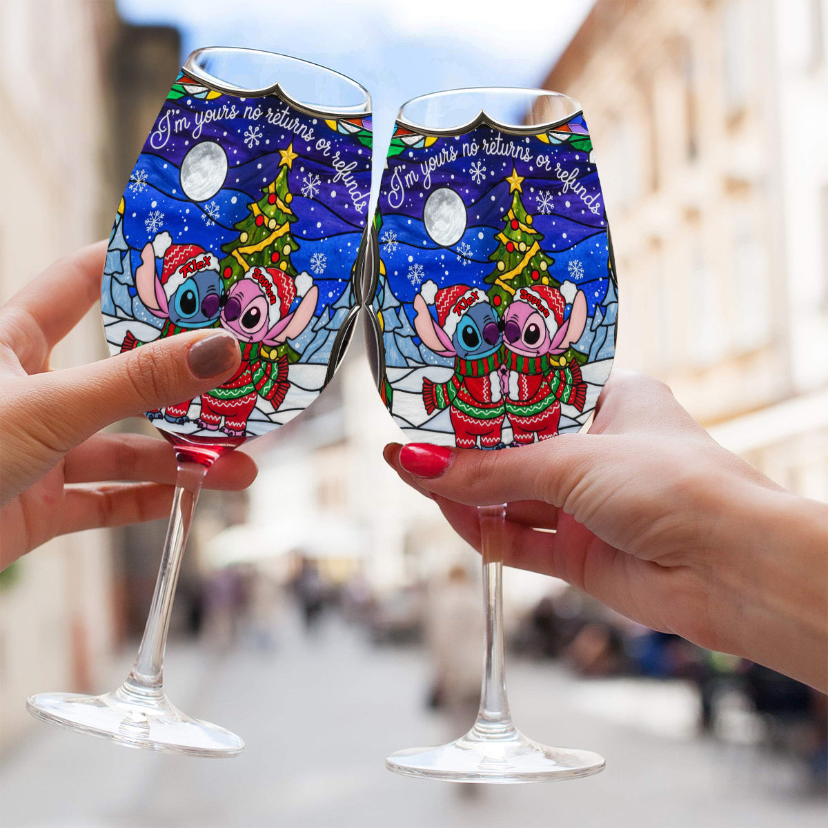Personalized Holiday Alien Wine Glass with Long Stem Gift Wine Glass With Long Stem GradoCreations