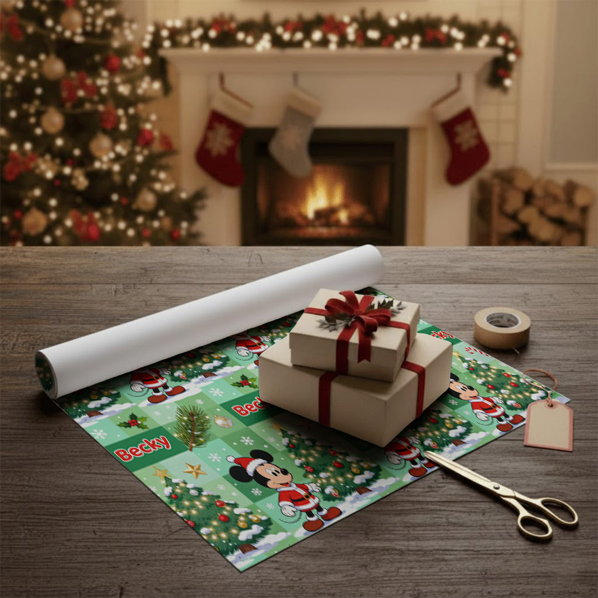 Personalized Christmas Wrapping Paper Custom Name Gift Idea Wrapping Papers GradoCreations