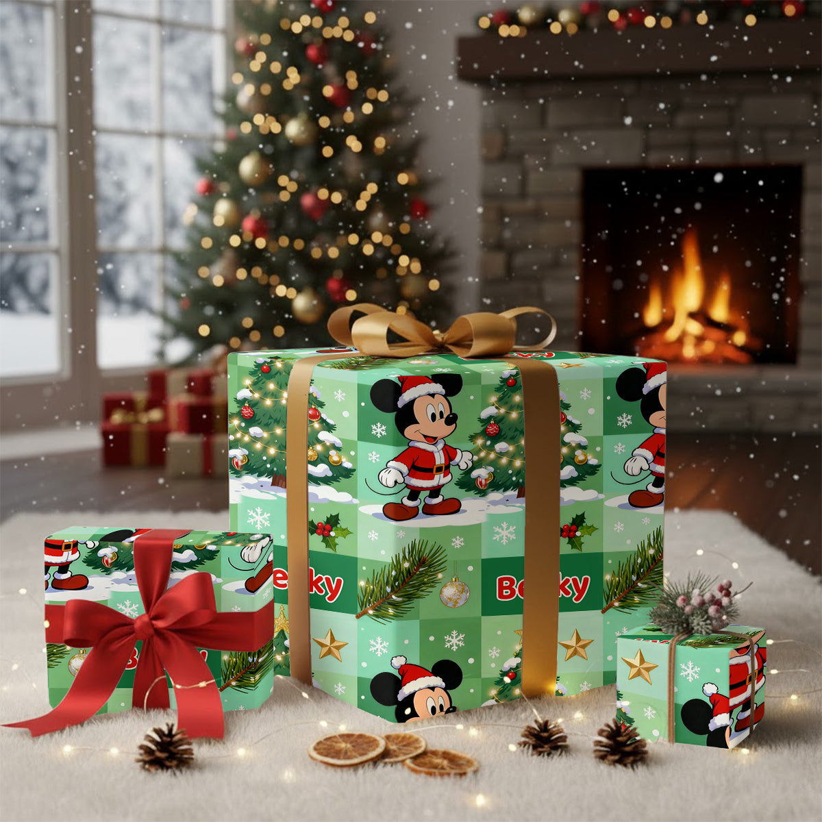Personalized Christmas Wrapping Paper Custom Name Gift Idea Wrapping Papers GradoCreations