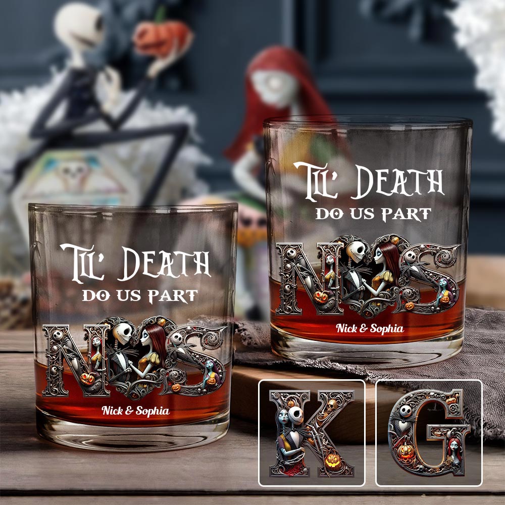 Personalized Whiskey Glass Till Death Do Us Part Custom Name Gift Whiskey Glass GradoCreations