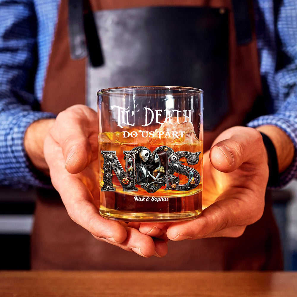 Personalized Whiskey Glass Till Death Do Us Part Custom Name Gift Whiskey Glass GradoCreations