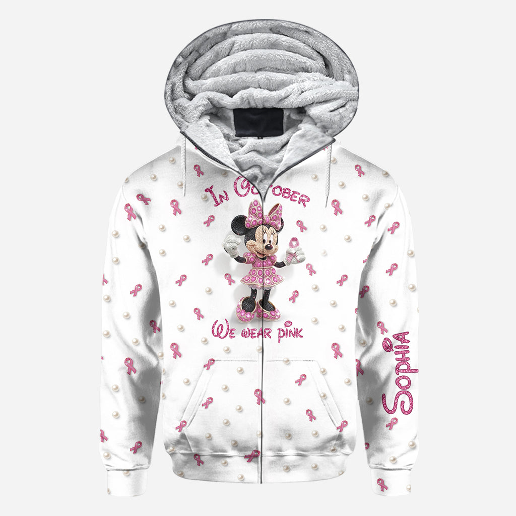 Personalized Breast Cancer Awareness Shirt with Cartoon Mouse for Women All Over Shirt GradoCreations