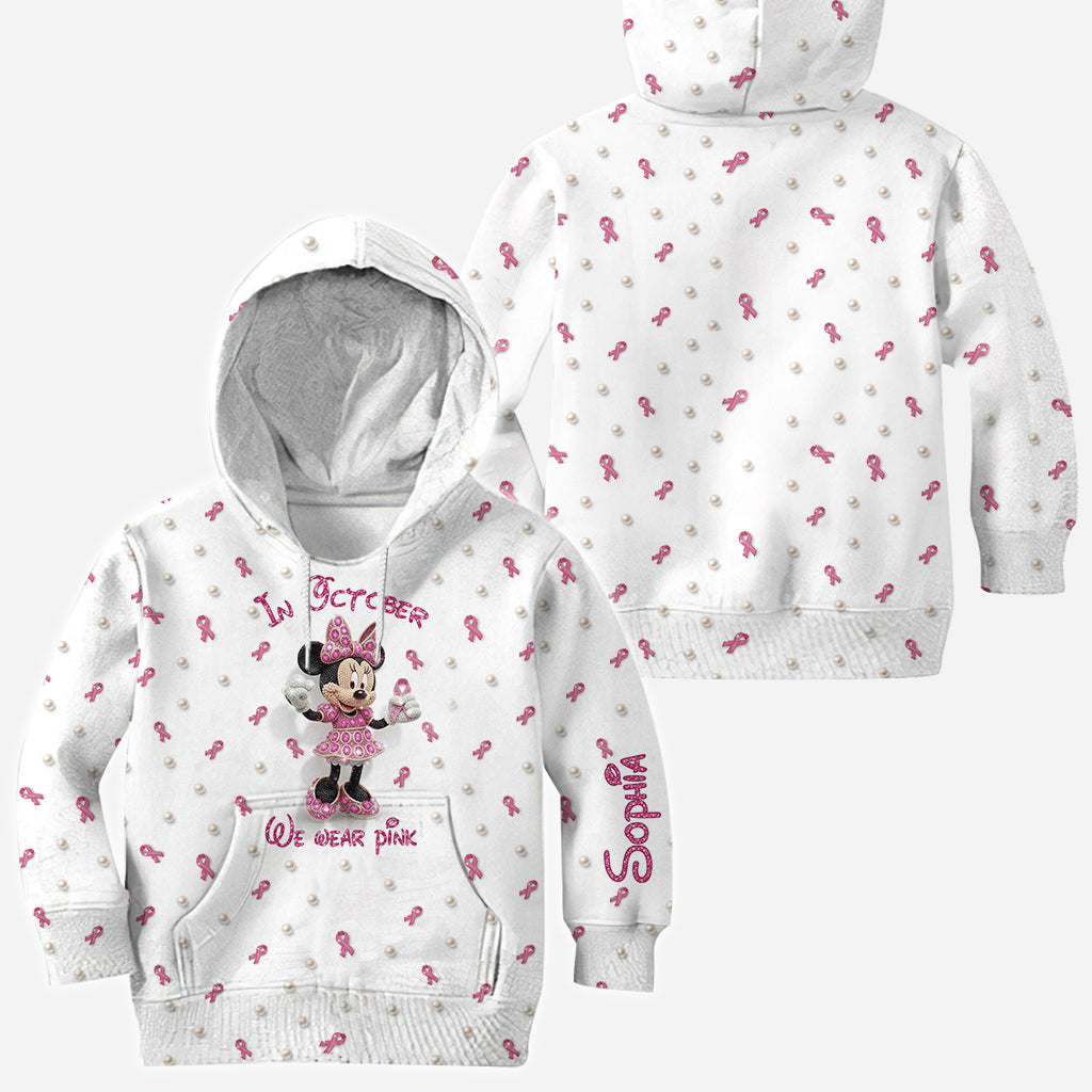 Personalized Breast Cancer Awareness Shirt with Cartoon Mouse for Women All Over Shirt GradoCreations