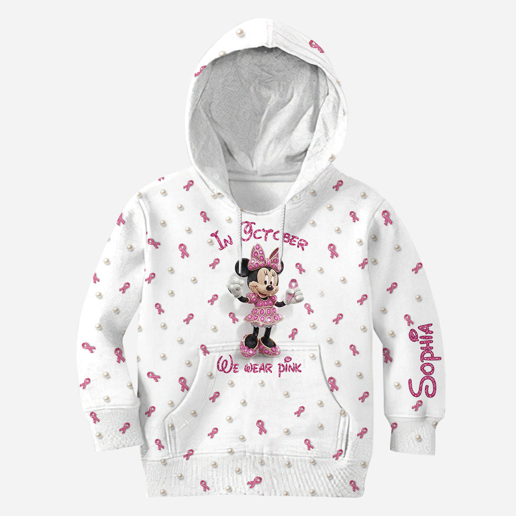 Personalized Breast Cancer Awareness Shirt with Cartoon Mouse for Women All Over Shirt GradoCreations