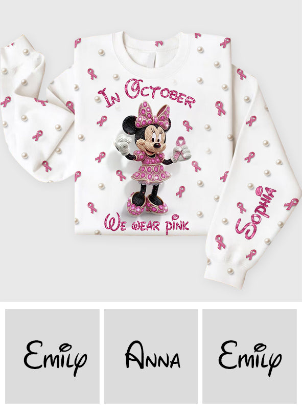 Personalized Breast Cancer Awareness Shirt with Cartoon Mouse for Women All Over Shirt GradoCreations