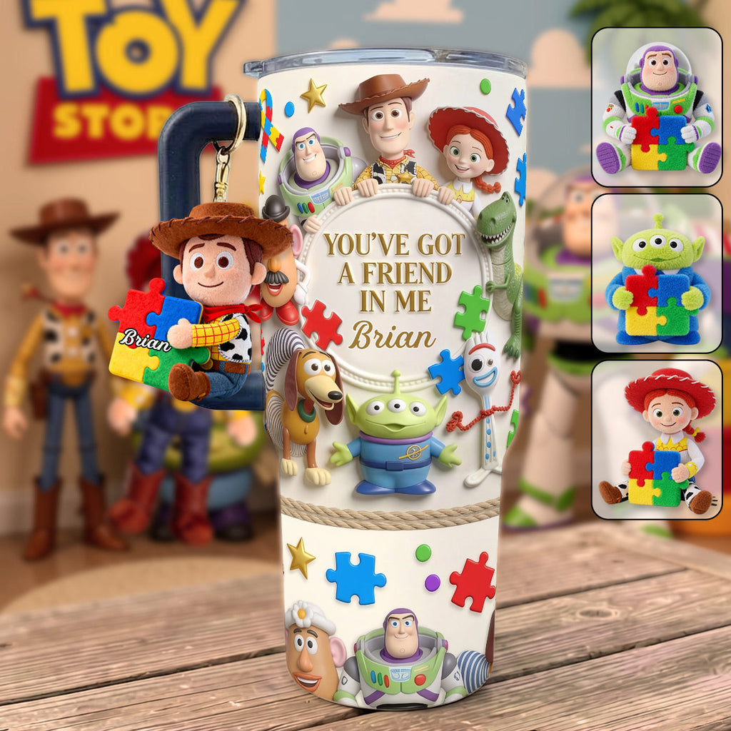 Personalized Autism Awareness Tumbler with Plush Charm Gift for Kids Tumbler With Plush Charm GradoCreations