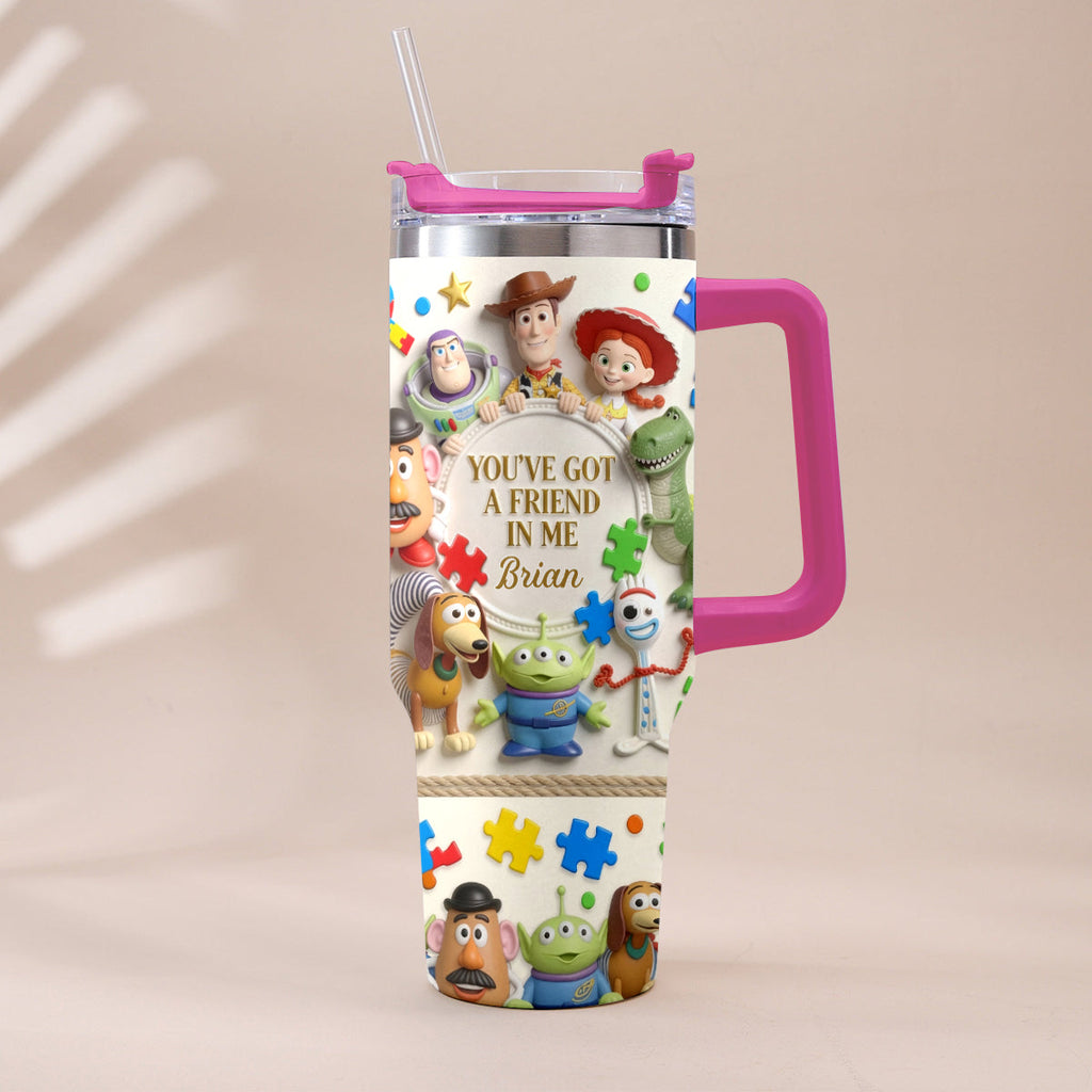 Personalized Autism Awareness Tumbler with Plush Charm Gift for Kids Tumbler With Plush Charm GradoCreations